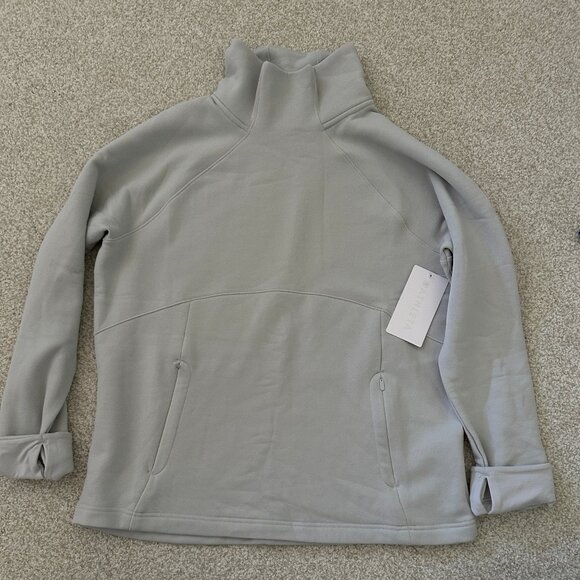 Athleta Altitude Polartec Funnel Neck Sweatshirt Light Gray Large - Picture 1 of 3